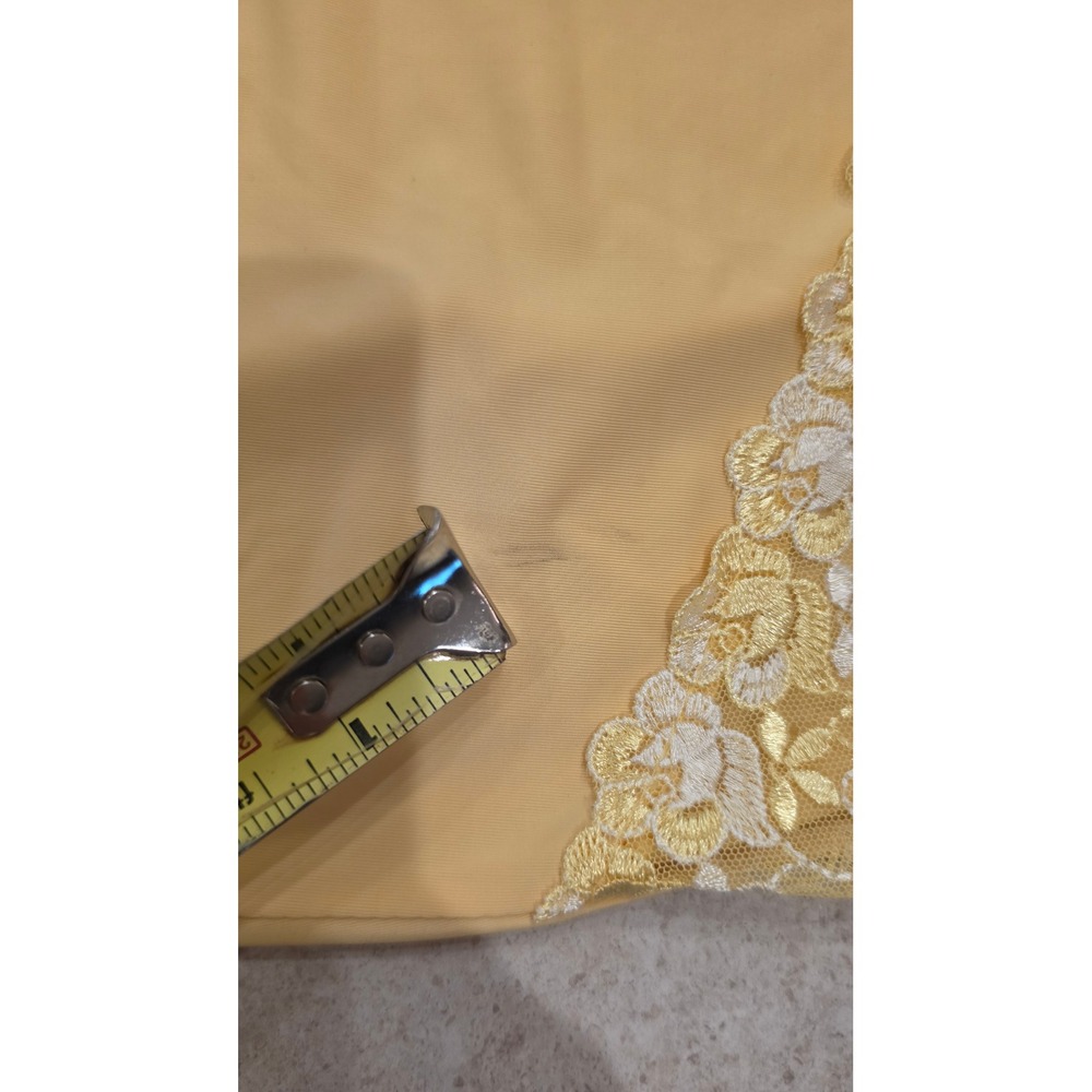 VTG Yellow Floral Lace Trim Nightgown Adjustable Straps Chemise Slip Dress SZ XL - Picture 8 of 11